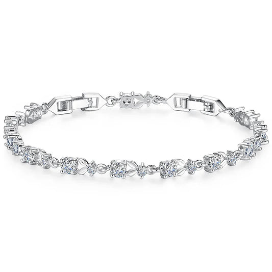 Authentic Luxury Multi-color Zircon Bracelet Rose Gold Color Chain Link Bracelet for Women Birthday Crystal Jewelry