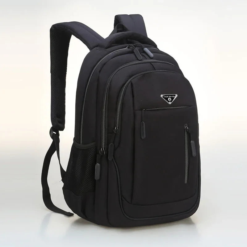 Large Capacity Backpack Men Laptop Backpacks 15.6 Oxford Black Solid High School Bags