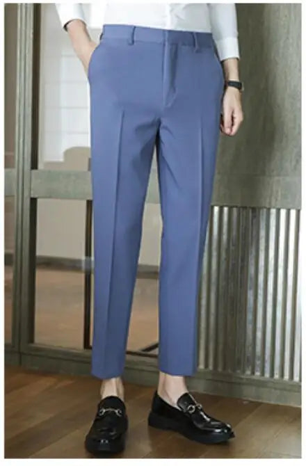 Men Solid Boutique Suits Pants Male Formal Wear Wedding Dress Trousers Quality Men British Style Business Casual Suit Pants 36