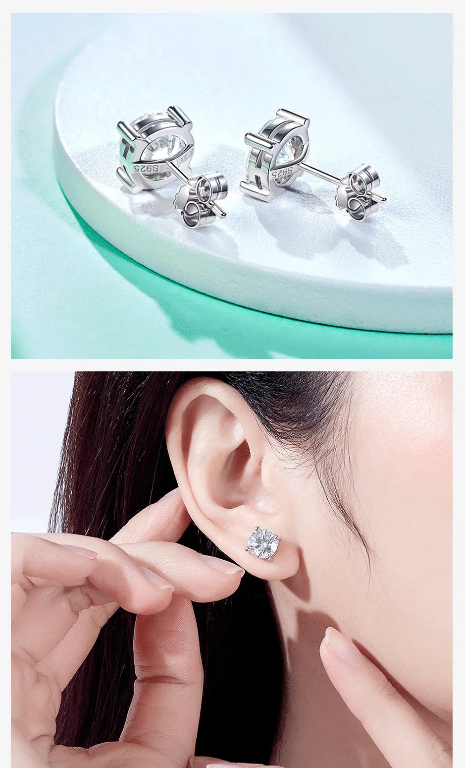 2ct D Color Moissanite 925 Sterling Silver Stud Earrings for Women With Cer Certificate Jewelry Jewelry Custom Earrings