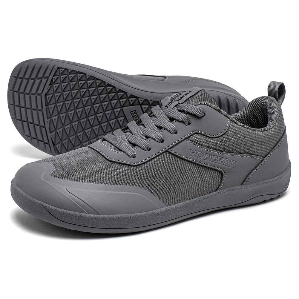 Wide Toe Shoes Mens Womens Minimalist Mesh Artificial Leather Sneakers Lace Up Lightweight Breathable Walking Shoes
