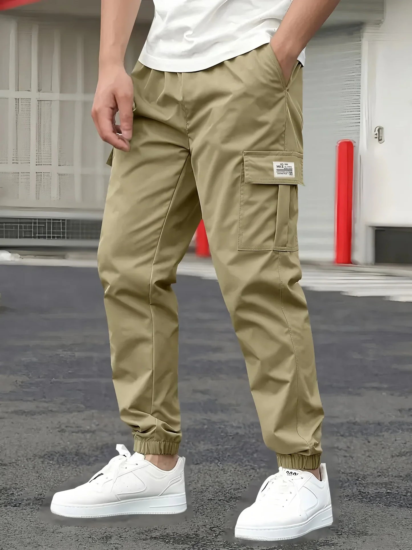Men's Cargo Pants Sweatpants Outdoor Bunched Long Trousers Casual Autumn Multi-Pocket Durable Workwear Male Trousers