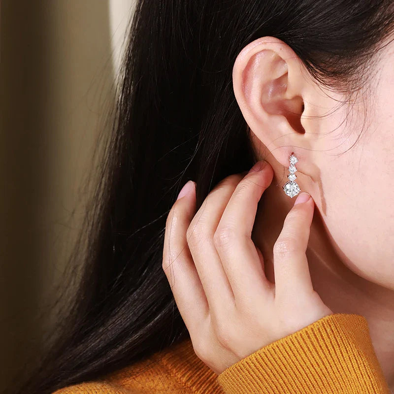 2.6CTTW D Color Certified Moissanite Drop Earrings for Women Four Claws Classic Wedding Jewelry 100% 925 Sterling Silver