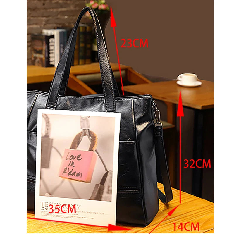 Women's PU Synthetic Leather Large-capacity Handbag Single Shoulder Crossbody Bag Business Office Tote Bag Mother Bag