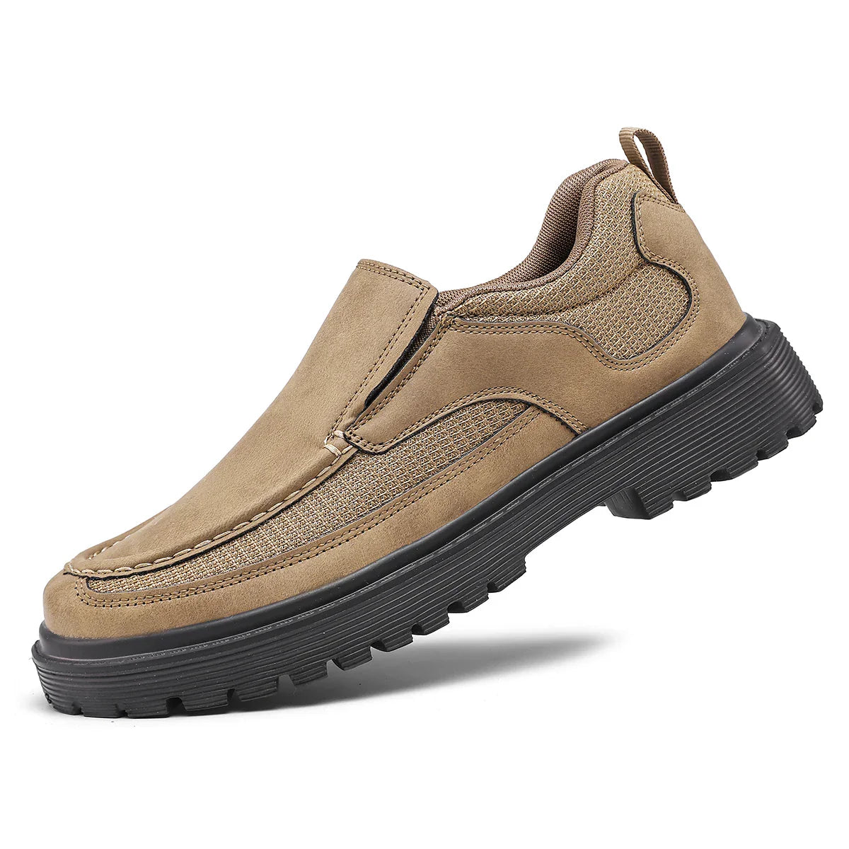 Fashion Khaki Casual Shoes for Men Suede Leather Loafers Men Platform Slip-On Men's Driving Shoes Lightweight Leisure Men Shoes