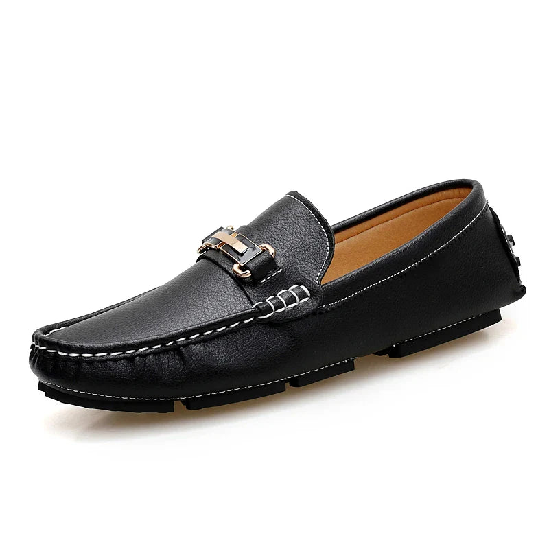 2025 New Handmade Soft Soled Beanie Shoes Men's Korean Style Casual Leather Shoes Social Spirit Boy Brand Lazy Shoes Loafers