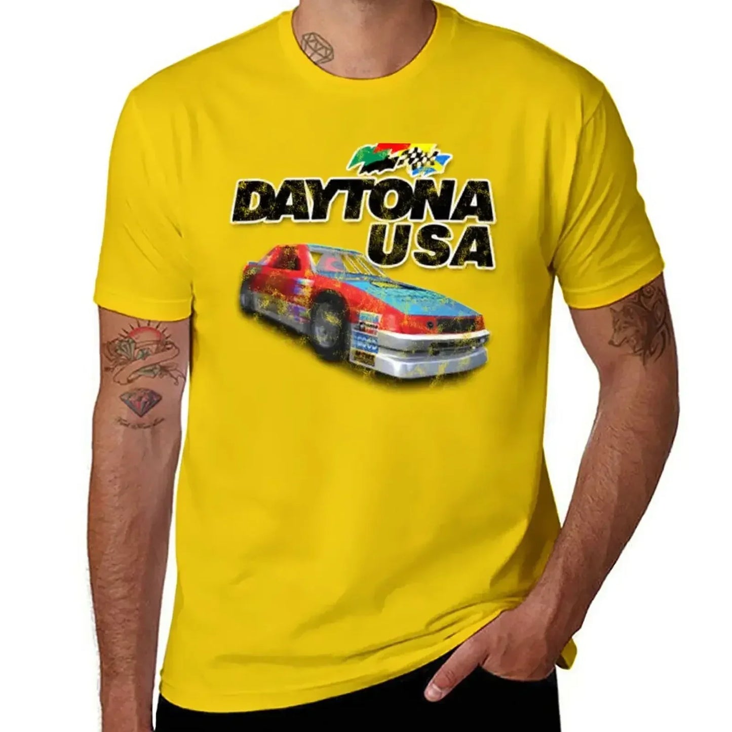plus size tops man clothes custom t shirts design your own workout shirts for men Daytona USA Distressed Car Logo T-Shirt