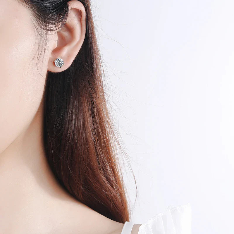 0.1ct-3ct D Color Moissanite Stud Earrings Lab Diamond 925 Sterling Silver with Gold Plated Earring Wedding Party Jewelry