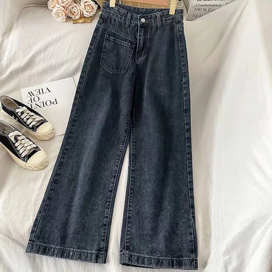Women Denim Pants Vintage Straight Trousers