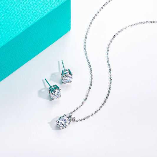2-5ct Oval Moissanite Necklace 0.5-3ct Earrings 925 Sterling Silver 18k Gold Plated Wedding Jewelry Set Woman Gifts