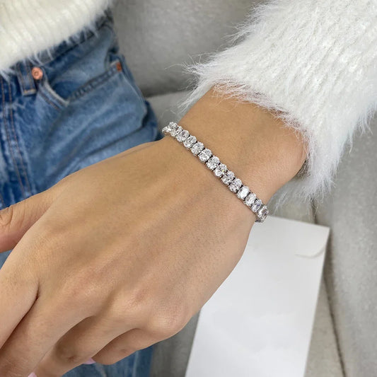 0.5Carat Oval Cut Full Moissanite Tennis Bracelets For Women 100% 925 Sterling Silver D VVS1 Diamond Bangle With Certificate