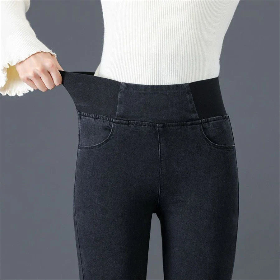 Calça Jeans Feminina Lápis Primavera Outono Cintura Alta Skinny Jeans Novas Coreanas Casuais Elásticas Vaqueros Leggings Vintage Kot Pantolon