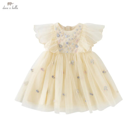 Summer Girls Baby Princess Dress Charm Elegant Cute Mesh Embroidered Floral Dress Party Gentle Outdoor DB2250967