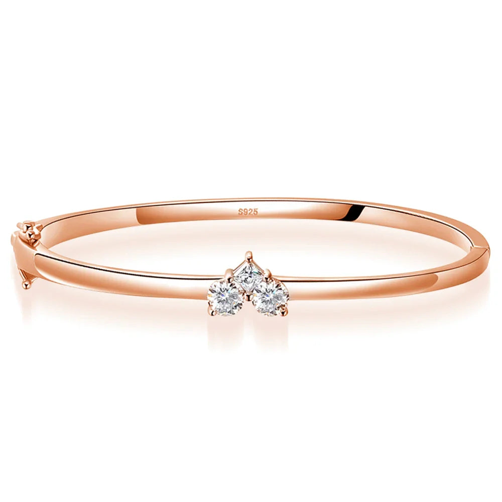 Moissanite Bangles Elegant Women Diamond Solid s925 Silver GRA Certified Dainty Bracelet Fine Jewelry for 17-18cm Wrist
