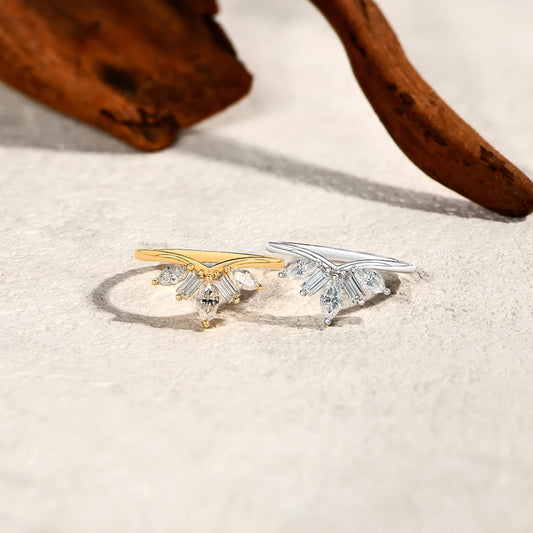 Luxury Sparkling Marquise Rectangle Moissanite Curved Ring S925 Silver for Women party Daily Jewelry Gifts Anniversary