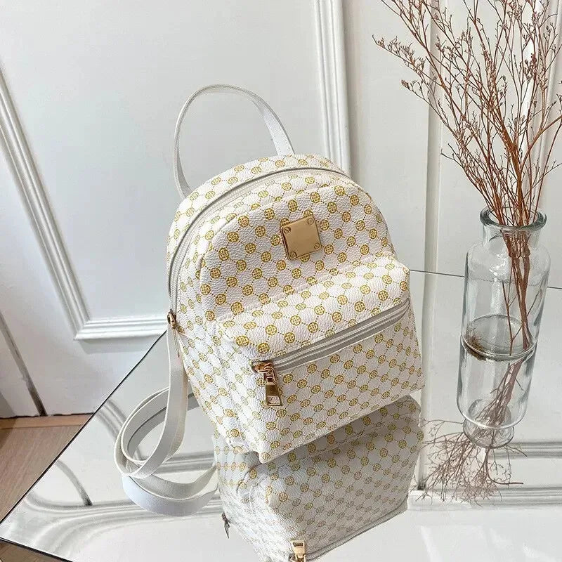 Classic floral material backpack for women, fashionable student backpack for women, daily shopping bag for women