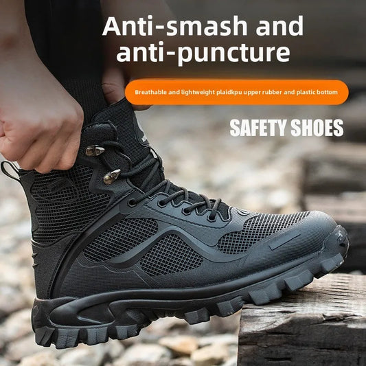 High Top Safety Shoes with Steel Toe Caps Anti-Smashing & Anti-Piercing Wear-Resistant Anti-Slip Labor Protection Footwear
