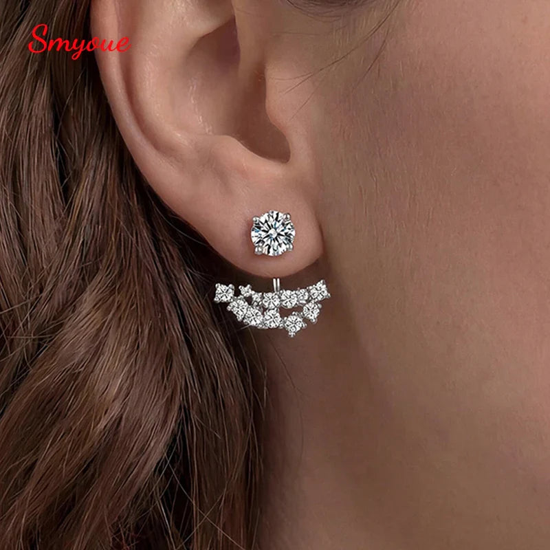 D Vvs1 Test Passed Full Moissanite Stud Earrings for Women Real 925 Silver Sparking Wedding Party Bridal Jewelry Gifts