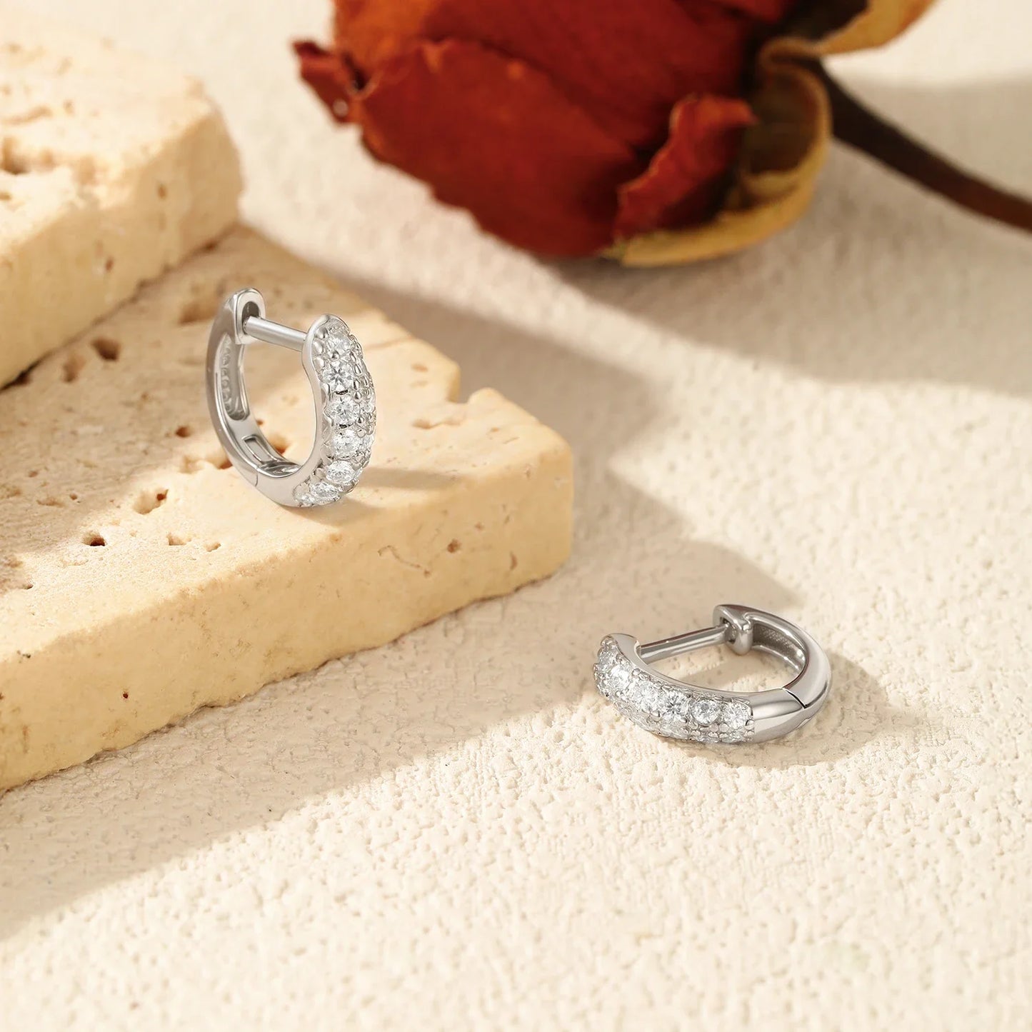 D Color Sparkling Moissanite Circle Ear Buckle 925 Sterling Silver Classic Dating Hoop Earring For Women Fine Jewelry