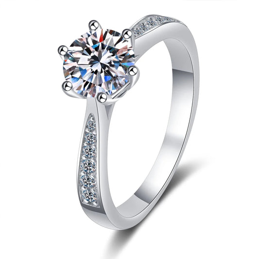 D VVS1 Moissanite Rings for Woman Engagement Wedding Jewely with GRA 925 Sterling Sliver Plated White Gold Diamond Ring