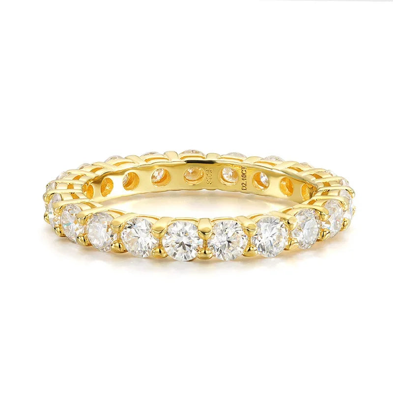 3/3.5/5mm Rose Gold Color All Moissanite Rings for Women Sparkling Wedding Ring 925 Sterling Silver Classic Jewelry Bands