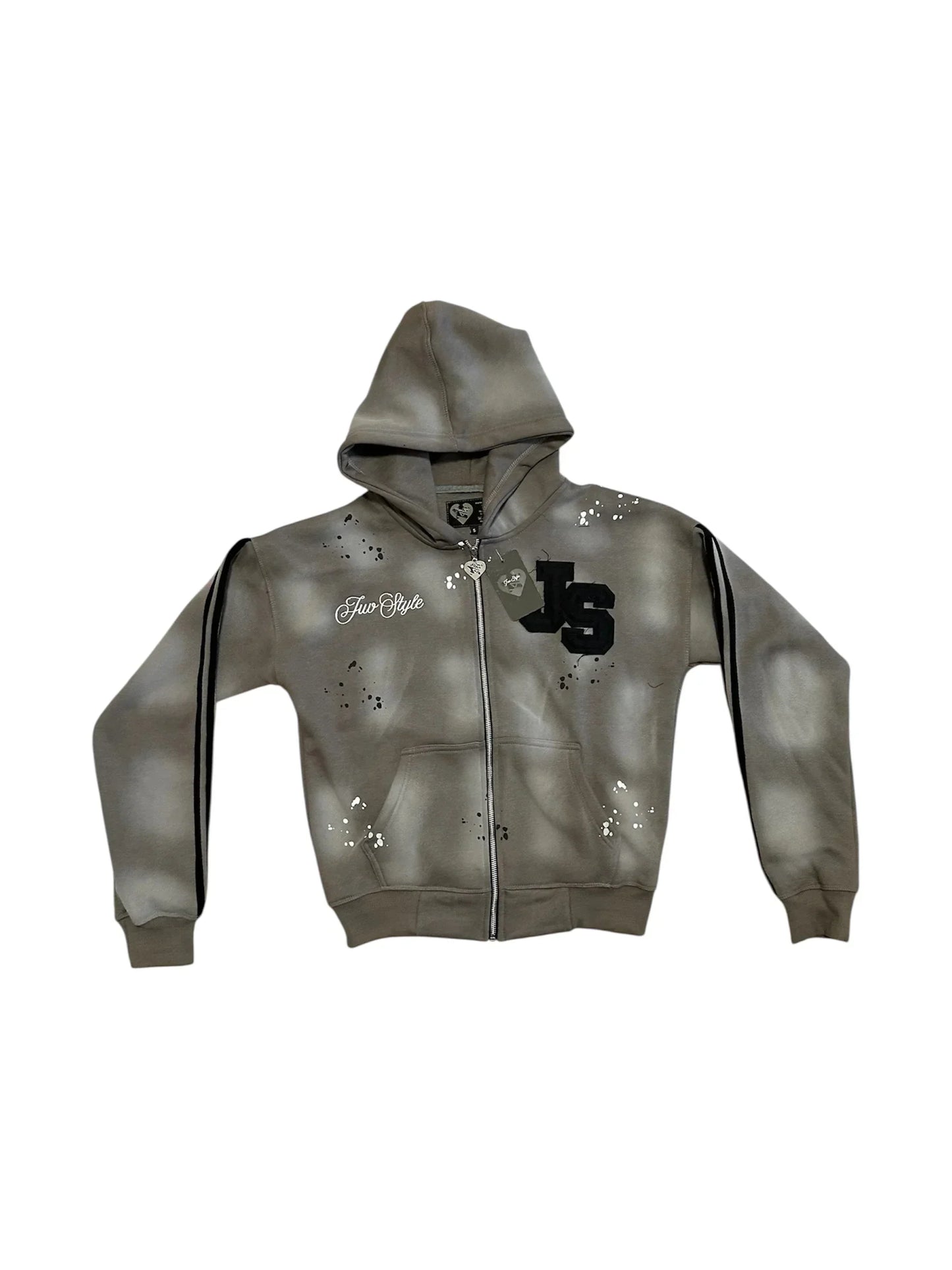Y2K New Light Grey Classic Style Sports Set Street Hip Hop Stripe Fashion Set 2025 Men's Wear