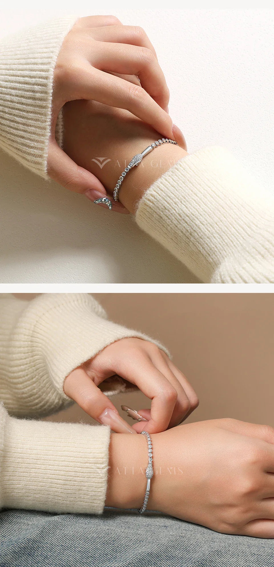 Original Snake Lock Tennis Bracelets S925 Sterling Silver Round Cut Moissanite Bracelet For Women Men Certified Jewelry