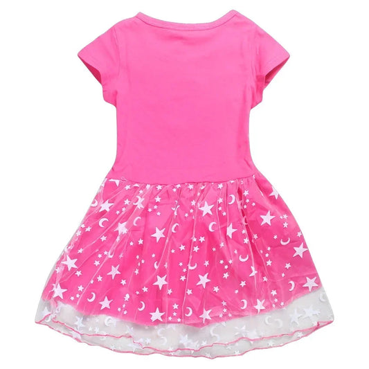 2025 Girls Princess Dress Kids Cute JOJO Siwa T Shirt Pleated Dresses Children Summer Vestidos Cartoon Birthday Party Clothes