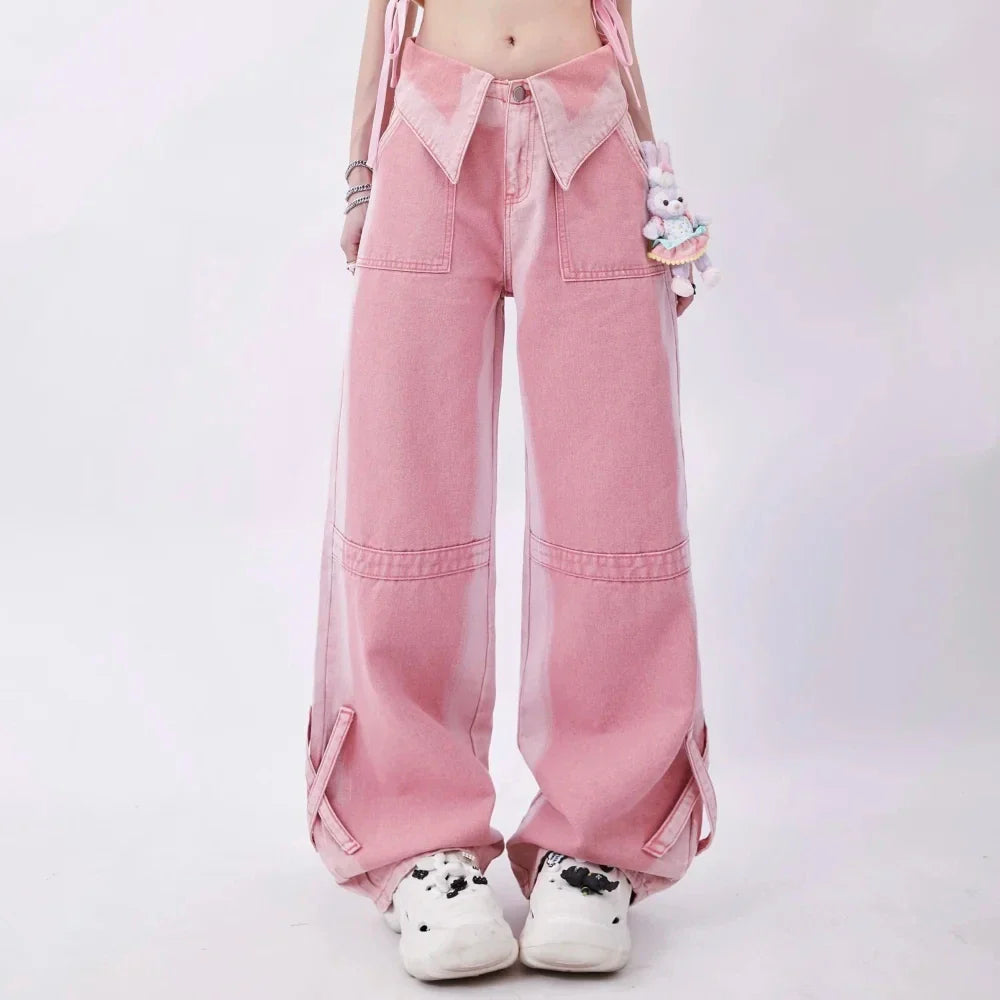 High Street Dopamine Wear Straight Wide Leg Pants