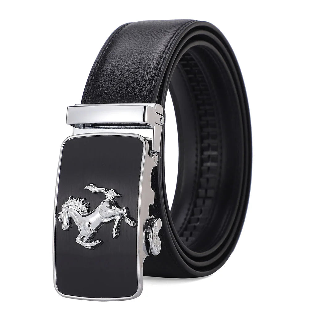 Automatic Buckle Men's Leather Belts Formal Eagle Horse Belt for Men Luxury Designer Brands Male Waist Strap Fashion Accessories