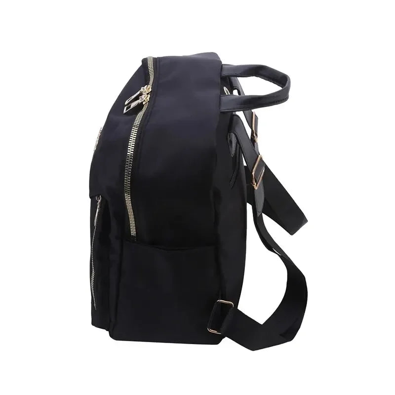 Simple Large Capacity Black Travel Backpack Women's Harajuku Style Student Backpack Unisex High Street Style Backpack