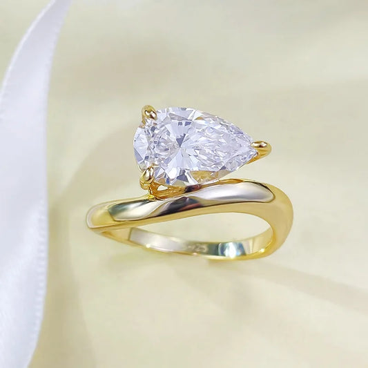1.5CT 3CT Pear Cut Moissanite Solitaire Rings for Women Wedding Luxury 925 Solid Silver Womans Ring Lab Diamond Jewelry