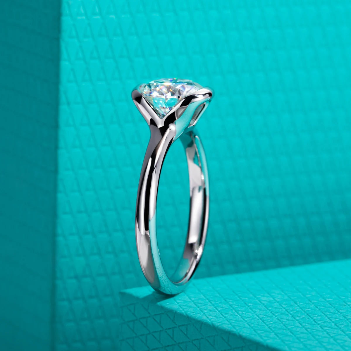 2ct D Color Moissanite Engagement Ring 925 Sterling Silver Half Bezel Setting Solitaire Promise Rings for Women Gifts