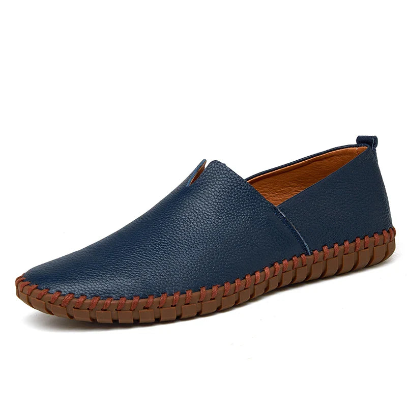 New Summer Breathable Men Loafers Handmade Leather Men's Driving Shoes Luxury Brand Flat Casual Shoes Soft Breathable Men Shoes