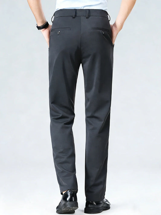 Men's Four-Way Stretch Business Casual Pants - Spring/Autumn Elastic Comfort Formal Dress Trousers for Office & Daily Wear