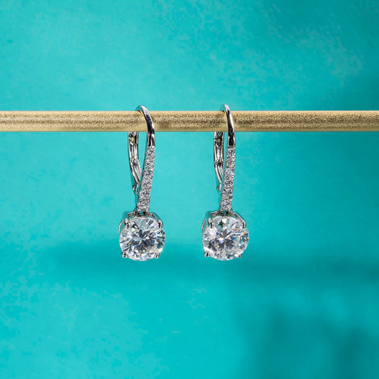 1 Carat D Color Moissanite Dangle Drop 925 Sterling Silver Earrings With Certificate Jewelry Wholesale
