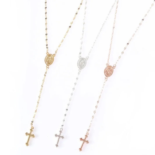 2026 New Fashion Vintage Christian Cross Bohemia Religious Rosary Pendant Necklace for Women Charm Fashion Jewelry Gifts