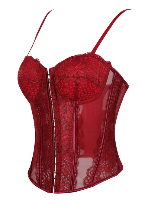Lace-trimmed top sheer sensual padded corset corset halter top for women