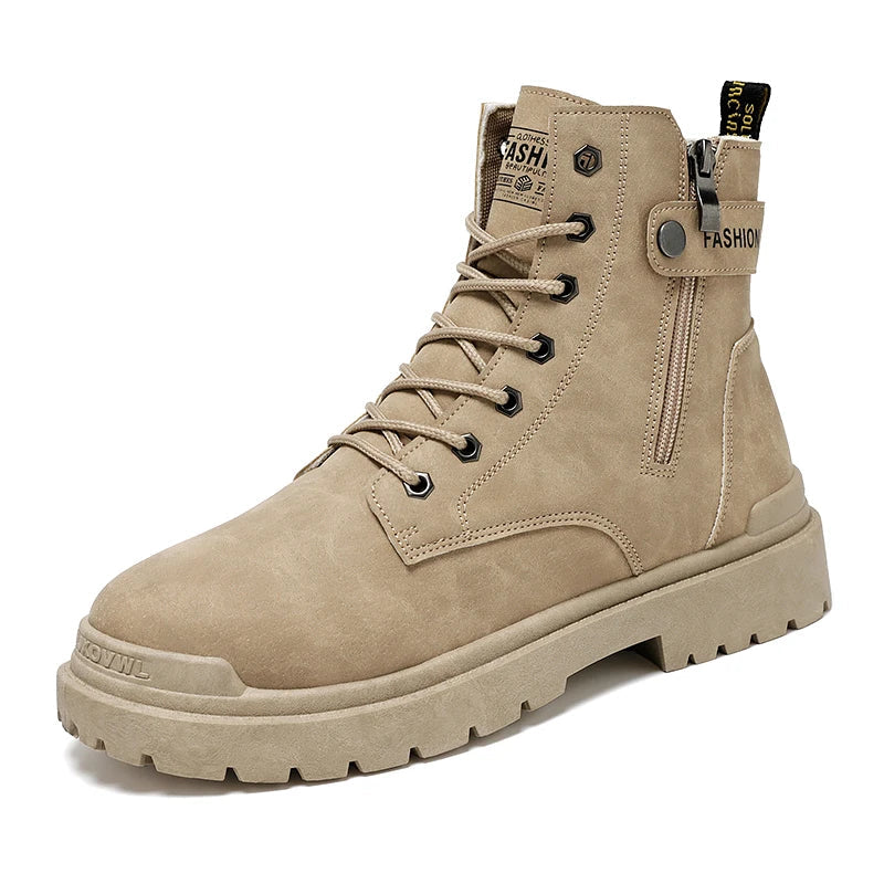 Men's high top casual boots four seasons new outdoor anti slip comfort workwear boots fashion versatile trendy boots men's shoes