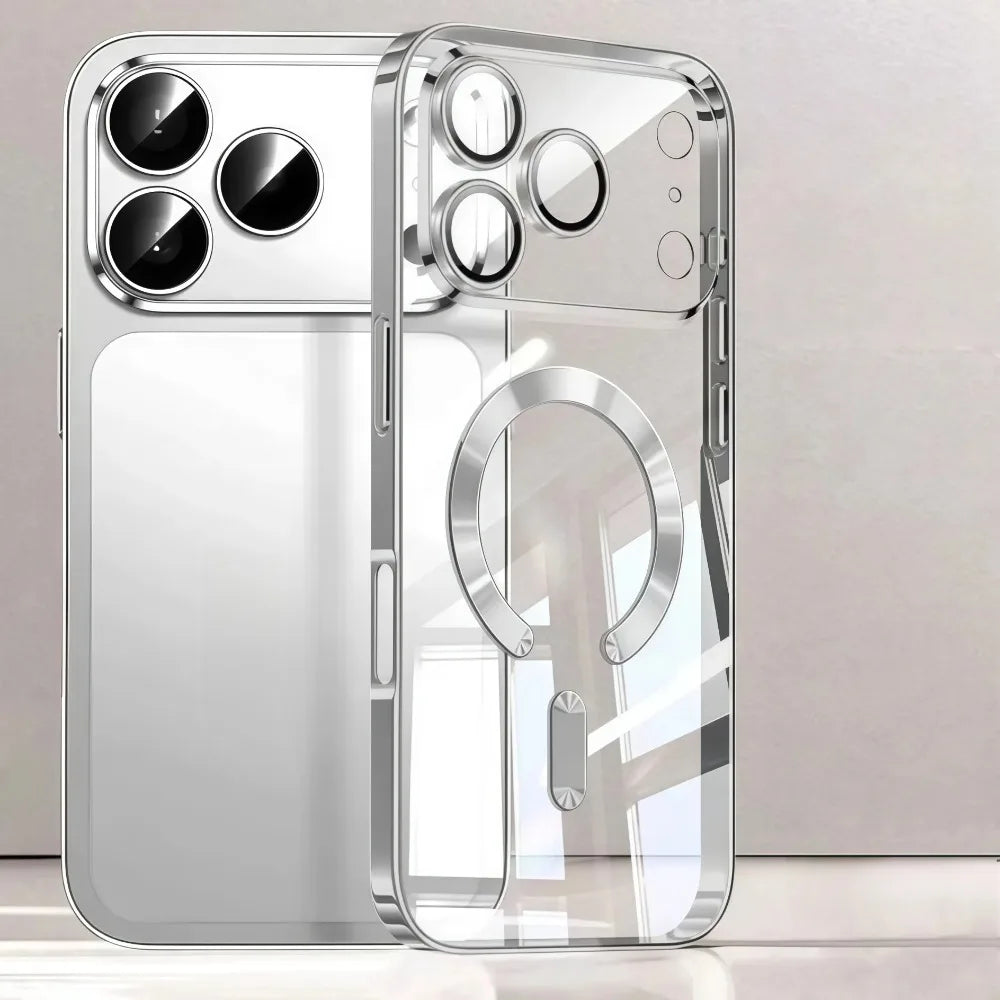 Magsafe Magnetic Plating Phone Case For iPhone 17 Air Pro Max 17Pro Bumper Case For iPhone17 Pro Max Clear Back Cover