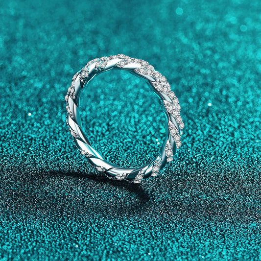 Full D Color Moissanite Wedding Band Ring 925 Sterling Silver Sparkling Eternity Band Engagement Bride Rings For Women