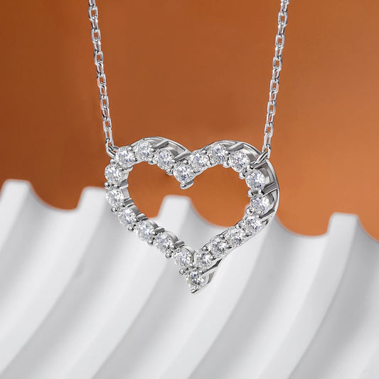 D Color Heart Shape Moissanite Diamond Jewelry Set for Women 925 Sterling Silver Pendant Necklace Stud Earrings Wedding Jewelry