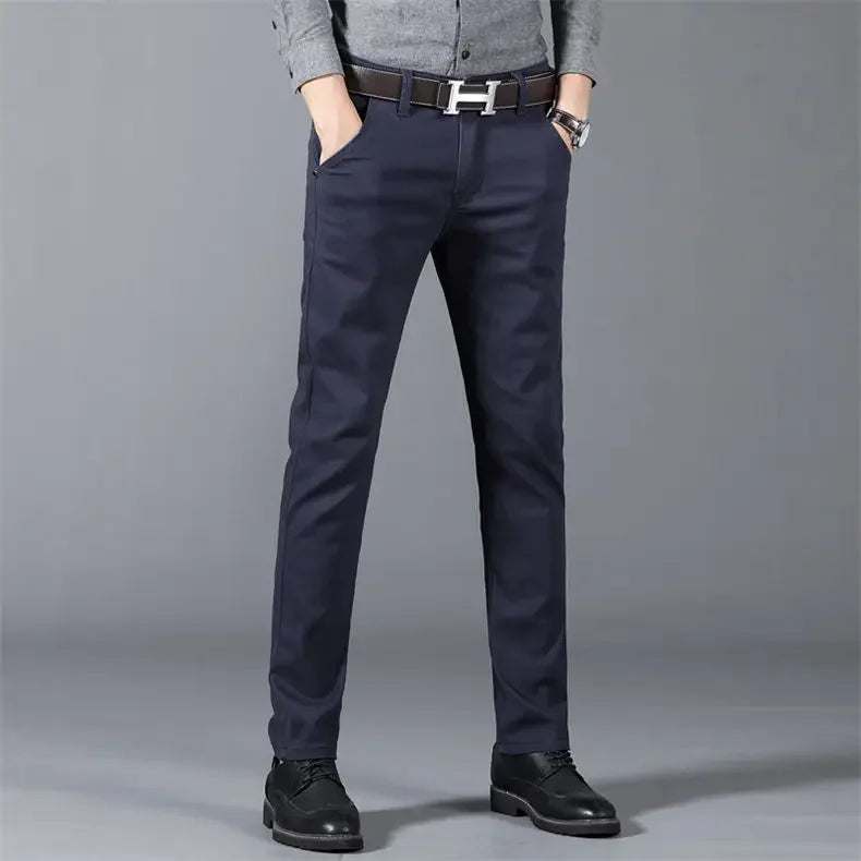 6 Color Men Slim Casual Pants New Classic Business Fashion Comfortable Stretch Cotton Elastic Straigh Trousers Male