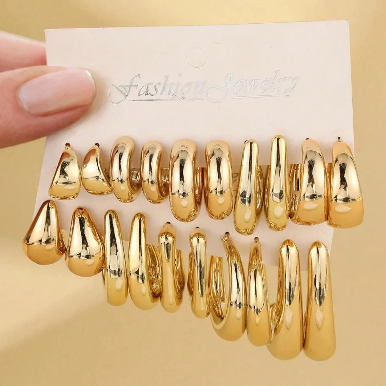 New Fashion, Simplicity, Creativity, Personality, C-shaped Water Drop, C-shaped Bean Women's Earring Set