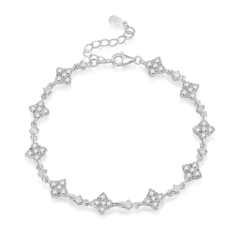 Full Diamond Moissanite Bracelets for Women Sparkling Girls Luxury Chains 100% 925 Sterling Silver Jewelry Plated 14K