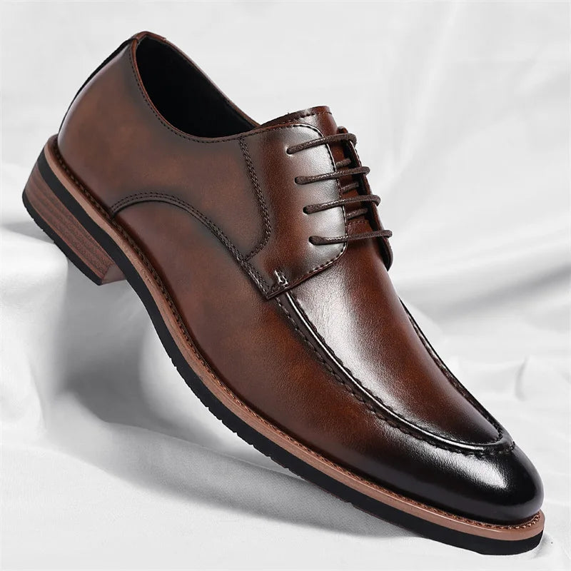 Fashion Designer's New Gentleman's Brown and Black Lace-up Men's Formal Leather Shoes
