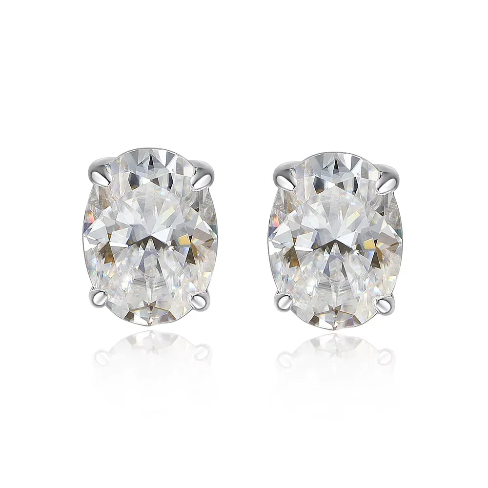 Oval Cut Moissanite Stud Earrings for Women 1-4 Carat D VVS1 GRA Certified Lab Gemstone 925 Sterling Silver 18k Earring