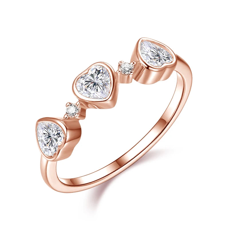 4*4mm Heart Cut Women Moissanite Rings Jewelry Wedding Band for Couples 100% Real Pure 925 Silver Birthday Gift Wholesale