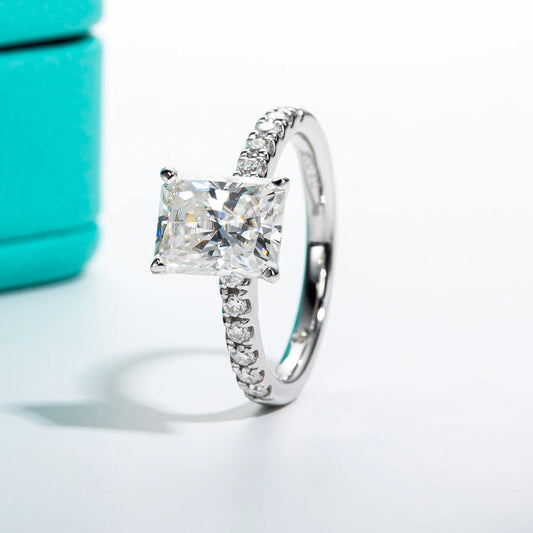 3ct D Color Radiant Cut Moissanite Engagement Gold Plated 925 Sterling Silver Rings For Woman Customs Jewelry Wholesale