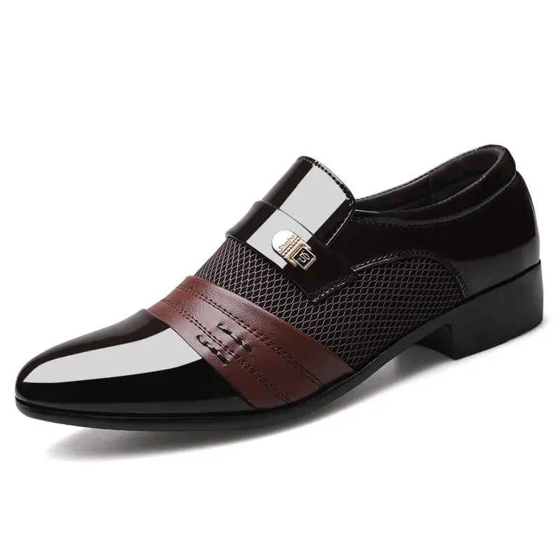 Men leather casual shoes business formal loafers large size versatile wedding footwear